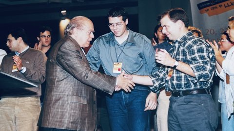 Onzè congrés de la Joventut Nacionalista de Catalunya (JNC) amb l'elecció d'Albert Batalla com a màxim dirigent, amb les intervencions de Jordi Pujol i Artur Mas, al poliesportiu de Santa Susanna. 20, 21 i 22 d'octubre de 2000. Foto: Saül Gordillo (Repòrter)