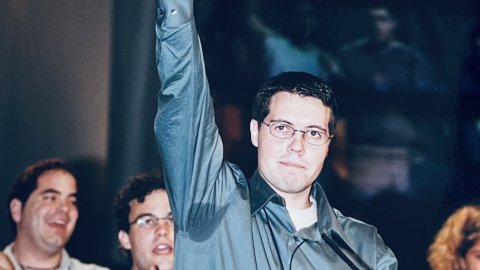 Onzè congrés de la Joventut Nacionalista de Catalunya (JNC) amb l'elecció d'Albert Batalla com a màxim dirigent, amb les intervencions de Jordi Pujol i Artur Mas, al poliesportiu de Santa Susanna. 20, 21 i 22 d'octubre de 2000. Foto: Saül Gordillo (Repòrter)