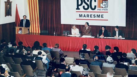 José Montilla, Manuel Mas, Conxita Campoy i Jacinto Lacalle, al congrés del PSC del Maresme. Mataró. Foto: Saül Gordillo (Repòrter)