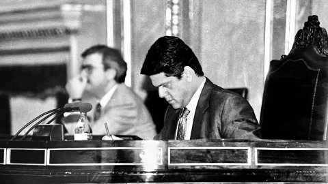 Sessió al Congrés dels Diputats. Federico Trillo, president del Congrés. Madrid. Octubre de 1996. Foto: Saül Gordillo (El Punt)