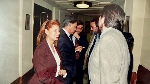 Sessió al Congrés dels Diputats. Felipe González, Narcís Serra, Carmen Alborch i Juan Alberto Belloch. Madrid. Octubre de 1996. Foto: Saül Gordillo (El Punt)