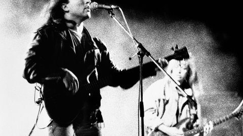Concert d'Umpah-pah, amb Adrià Puntí, i Sangtraït, amb Quim Mandado, Papa Juls i Martín Rodríguez, al camp de futbol de Malgrat de Mar. Estiu de 1992. Foto: Saül Gordillo (El Punt / Repòrter)