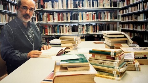 Filòsof, catedràtic i exeurodiputat d'ERC Josep Maria Terricabras (Calella, 1946). Universitat de Girona. Anys noranta. Foto: Saül Gordillo (El Punt / Repòrter) 