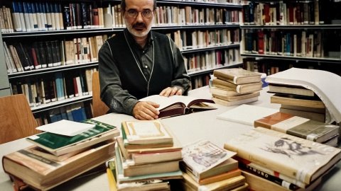 Filòsof, catedràtic i exeurodiputat d'ERC Josep Maria Terricabras (Calella, 1946). Universitat de Girona. Anys noranta. Foto: Saül Gordillo (El Punt / Repòrter) 