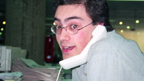 Saül Gordillo, periodista i cap de secció de l'edició del Maresme d'El Punt. Redacció d'El Punt. Mataró. 4 d'abril de 1996. Foto: Iolanda Mármol