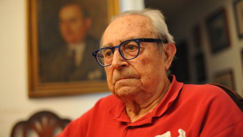 Miquel Esquirol i Clavero (Barcelona, 1919). Conseller de Premsa Catalana. Comptepartícip de l'Avui. Avui 50 anys. Barcelona. 9 de desembre de 2024. Foto: Saül Gordillo