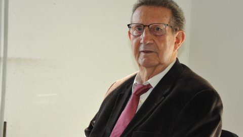 Joan Amorós i Pla (Vila-sacra, 1938). Membre del consell d'administració de Premsa Catalana. Comptepartícip de l'Avui. Barcelona. 13 de desembre de 2024