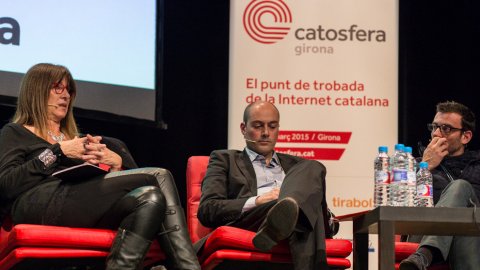 Inauguració de la Catosfera 2015 a La Mercè de Girona amb Imma Tubella (UOC), Pep Salazar (Mobile World Center), Albert Castellón (Moritz i Parlem) i Saül Gordillo (El Periódico de Catalunya). 20 de març de 2015