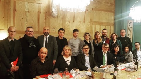 Dinar de la comissió delegada de la Fundació .cat amb periodistes especialitzats. Barcelona. 17 de gener de 2019
