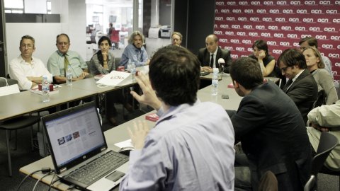 Presentació de la Catalan News Agency, portal en anglès de l'Agència Catalana de Notícies (ACN), a corresponsals estrangers a la redacció de l'ACN. Barcelona. 1 d'octubre de 2010. Foto: Oriol Campuzano