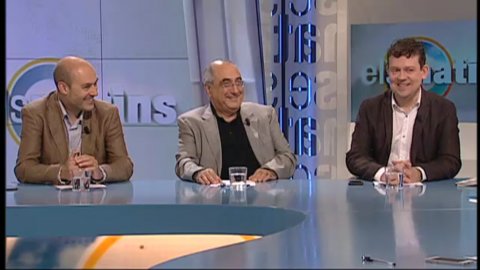 Tertúlia del programa Els matins de TV3, presentat i dirigit per Lídia Heredia, amb Joaquim Nadal, Francesc-Marc Álvaro i Saül Gordillo. 8 de juny de 2015