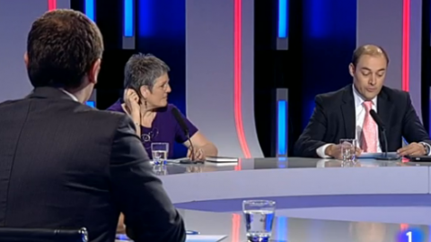 El Debat de la 1 de TVE a Catalunya, amb Albert Rivera, de Ciutadans, i Jordi Domènech, dels Mossos d'Esquadra.  Sant Cugat del Vallès. 14 de juny de 2012