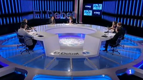 El Debat de la 1 de TVE Catalunya amb Albert Rivera, de Ciutadans, i Jordi Domènech, dels Mossos d'Esquadra.  Sant Cugat del Vallès. 14 de juny de 2012