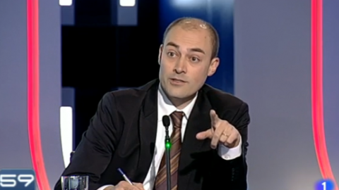 Programa 59 Segons de Televisió Espanyola (TVE) a Catalunya amb Felip Puig i Joan Gaspart. Sant Cugat del Vallès. 15 de març de 2011
