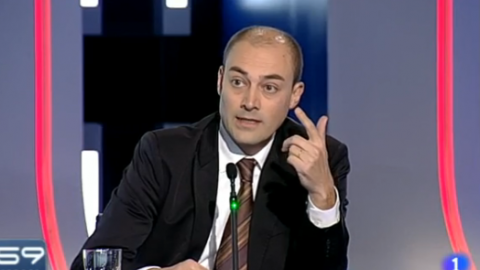 Programa 59 Segons de Televisió Espanyola (TVE) a Catalunya amb Felip Puig i Joan Gaspart. Sant Cugat del Vallès. 15 de març de 2011