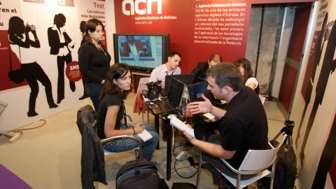 Estand de l'Agència Catalana de Notícies (ACN) al Mercat Audiovisual (MAC) de Granollers. 28 de maig de 2008