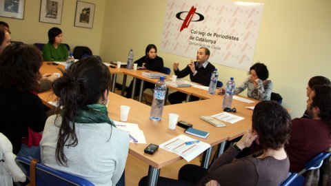 Sessió de treball de l'Agència Catalana de Notícies (ACN) a la seu del Col·legi de Periodistes de Catalunya a Lleida. 10 de març de 2010. Foto: Oriol Bosch (ACN)