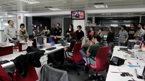 Comiat de Saül Gordillo com a director de l'Agència Catalana de Notícies (ACN) a la redacció de Barcelona. 8 d'abril de 2011. Foto: ACN