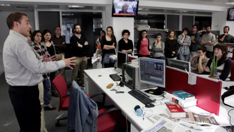Comiat de Saül Gordillo com a director de l'Agència Catalana de Notícies (ACN) a la redacció de Barcelona. 8 d'abril de 2011. Foto: ACN
