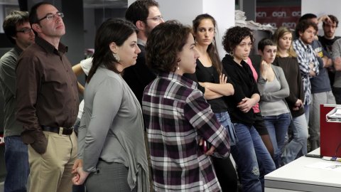 Comiat de Saül Gordillo com a director de l'Agència Catalana de Notícies (ACN) a la redacció de Barcelona. 8 d'abril de 2011. Foto: ACN