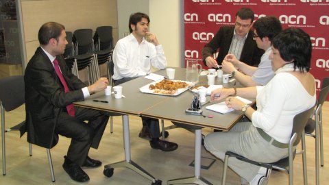 Oriol Pujol Ferrussola, portaveu parlamentari de CiU, a l'Agència Catalana de Notícies (ACN). 30 de maig de 2008. Foto: Albert Salamé (ACN)