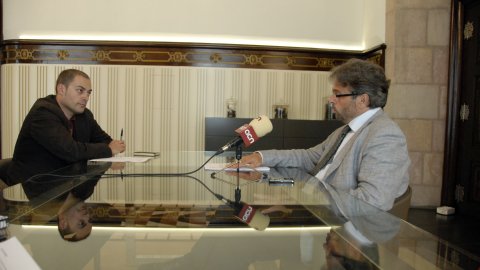 Entrevista del director de l'Agència Catalana de Notícies (ACN), Saül Gordillo, al president del Parlament de Catalunya, Ernest Benach. Barcelona. 11 de juny de 2009. Foto: Pere Francesch (ACN)