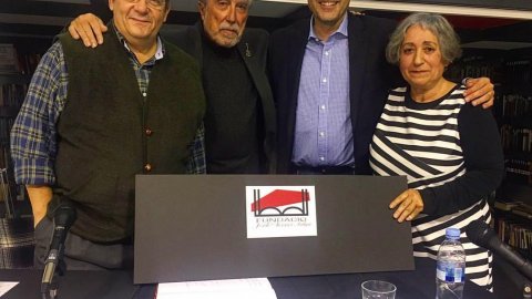 Conversa entre el director de Catalunya Ràdio, Saül Gordillo, i l'actor Xavier Serrat a la Fundació Sierra i Fabra. Barcelona. 21 de novembre de 2016