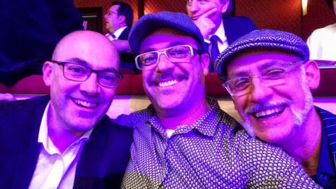 El director de Catalunya Ràdio, Saül Gordillo, el cap de Continguts, Santi Faro, i el sots-cap de Continguts, Xavier Salvà, a la gala dels premis Ondas al Liceu de Barcelona. 9 de novembre de 2016