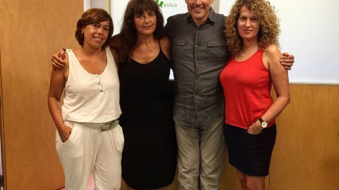 El director de Catalunya Ràdio, Saül Gordillo, amb les delegades de Girona, Clara Jordan; Lleida, Roser Perera; i Tarragona, Coia Ballesté. Barcelona. 5 de setembre de 2016. 