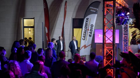 Presentació de la nova temporada de Catalunya Ràdio i TV3 als anunciants, amb els directors de Catalunya Ràdio, Saül Gordillo; de TV3, Vicent Sanchis; i de Comercial i Màrqueting, Martí Patxot. Hotel Iberostar Barcelona Center. 27 de setembre de 2018. Foto: Adrià Nebot