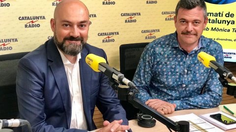 El director de Catalunya Ràdio, Saül Gordillo, i el cap de Continguts, Santi Faro, valoren els resultats d'audiència de la millor temporada de la història de l'emissora, amb la segona onada de l'EGM del 2018, a 'El matí de Catalunya Ràdio'. Barcelona. 27 de juny de 2018