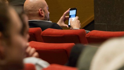 El director de Catalunya Ràdio, Saül Gordillo, al Tecnocampus de Mataró en la celebració del Dia Mundial de la Ràdio amb una programació especial a Mataró (APM?). 13 de febrer de 2017 