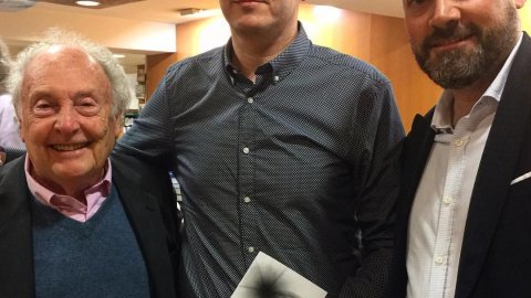 El director de Catalunya Ràdio, Saül Gordillo, participa en la presentació de la novel·la 'Lux Mundi' de Diego J. Fernández, amb pròleg d'Eduard Punset. Casa del Llibre de Passeig de Gràcia de Barcelona. 15 de març de 2017