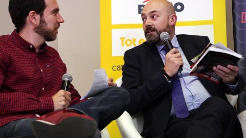 El director de Catalunya Ràdio, Saül Gordillo, participa en la presentació del llibre 'A 300 per hora' sobre l’edat d’or del motociclisme català, dels autors Damià Aguilar i Pere Flores, els dos periodistes que han cobert el mundial de Motociclisme durant 30 anys a Catalunya Ràdio. Hotel Barcelona Urban. Barcelona. 17 de març de 2017