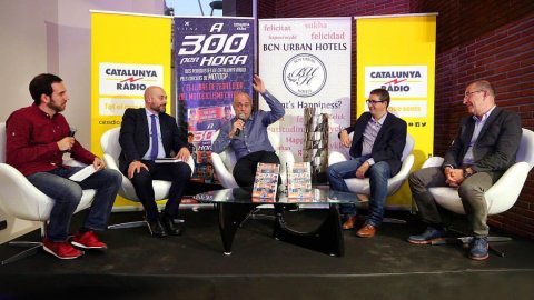 El director de Catalunya Ràdio, Saül Gordillo, participa en la presentació del llibre 'A 300 per hora' sobre l’edat d’or del motociclisme català, dels autors Damià Aguilar i Pere Flores, els dos periodistes que han cobert el mundial de Motociclisme durant 30 anys a Catalunya Ràdio. Hotel Barcelona Urban. Barcelona. 17 de març de 2017