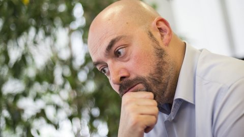 Entrevista del director de Catalunya Ràdio, Saül Gordillo, amb el setmanari El Temps, amb Borja Vilallonga i el fotògraf Jordi Borràs. Barcelona. 4 d'abril de 2017 