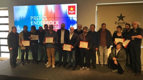 Catalunya Música rep el Reconeixement a la Indústria Musical Catalana dels Premis Enderrock 2018, en un acte a l'Antiga Fàbrica Estrella Damm. Barcelona. 13 de febrer de 2018