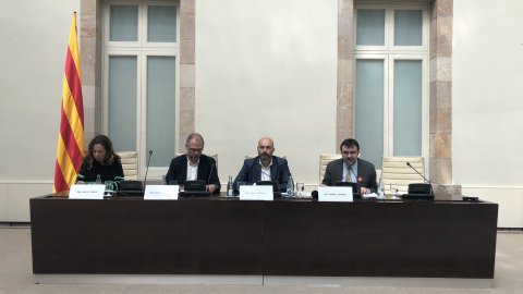El director de Catalunya Ràdio i dels Mitjans Digitals de la Corporació Catalana de Mitjans Audiovisuals (CCMA), Saül Gordillo, participa en una jornada al Parlament de Catalunya sobre 'fake news' organitzada pel Col·legi de Periodistes i el Consell de l'Audiovisual de Catalunya. Barcelona. 29 de març de 2019