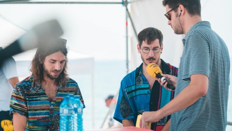 Programa especial de la festa de presentació de la temporada d'estiu de Catalunya Ràdio 2019 a l'espigó de la Mar Bella amb una edició d'El suplement, amb Roger Escapa. Barcelona. 20 de juliol de 2019