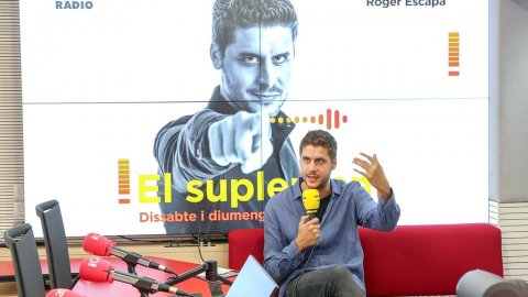 Roger Escapa, d'El suplement, en la presentació de la temporada 2019-2020 de l'emissora i inauguració del nou estudi 2, l'estudi d'iCat. Barcelona. 29 d'agost de 2019