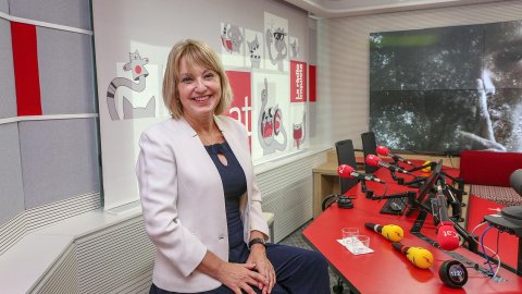 Sílvia Cóppulo, en la presentació de la temporada 2019-2020 de l'emissora i inauguració del nou estudi 2, l'estudi d'iCat. Barcelona. 29 d'agost de 2019