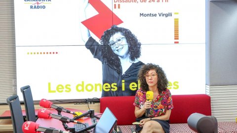 Montse Virgili, de Les dones i els dies, en la presentació de la temporada 2019-2020 de l'emissora i inauguració del nou estudi 2, l'estudi d'iCat. Barcelona. 29 d'agost de 2019