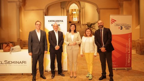 Especial 'Catalunya migdia' des del Claustre Sant Pau del Seminari Centre Tarraconense amb Òscar Fernández i Empar Moliner i debat dels alcaldables de Tarragona en emissió per Catalunya Ràdio i Catalunya Informació. Tarragona. 22 de maig de 2019