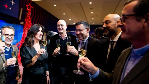 El director de Catalunya Ràdio, Saül Gordillo, assisteix a la Copa de Nadal de la directiva del Futbol Club Barcelona amb els directors de mitjans i periodistes esportius. Camp Nou. Barcelona. 12 de desembre de 2019