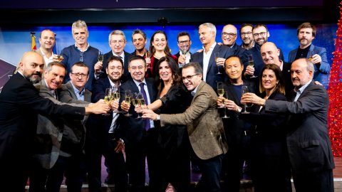 El director de Catalunya Ràdio, Saül Gordillo, assisteix a la Copa de Nadal de la directiva del Futbol Club Barcelona amb els directors de mitjans i periodistes esportius. Camp Nou. Barcelona. 12 de desembre de 2019
