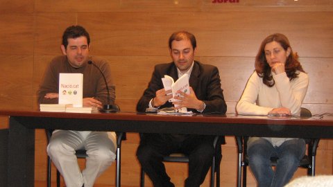 Presentació del llibre Nació.cat al Casal Sant Jordi de Gavà, amb l'autor, Saül Gordillo, Àlex Parcerisas i Marta Jiménez. Gavà. 6 de març de 2008