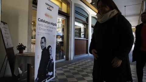 El director de Catalunya Ràdio, Saül Gordillo, assisteix al programa especial de Catalunya migdia amb Òscar Fernárndez i Empar Moliner amb oients al restaurant Boira de Girona, tertulians gironins i entrevista a l'alcaldessa de la ciutat, Marta Madrenas. Girona. 14 de gener de 2020