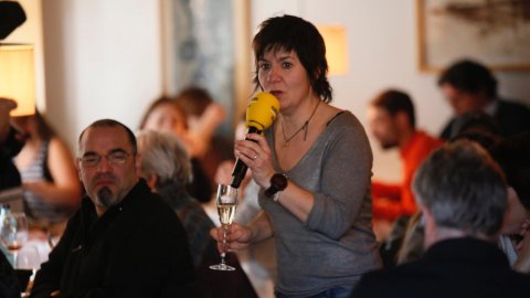 El director de Catalunya Ràdio, Saül Gordillo, assisteix al programa especial de Catalunya migdia amb Òscar Fernárndez i Empar Moliner amb oients al restaurant Boira de Girona, tertulians gironins i entrevista a l'alcaldessa de la ciutat, Marta Madrenas. Girona. 14 de gener de 2020