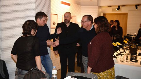 El director de Catalunya Ràdio, Saül Gordillo, assisteix al programa especial de Catalunya migdia amb Òscar Fernárndez i Empar Moliner amb oients al restaurant L'Espurna, tertulians lleidatans i entrevista a l'alcalde de la ciutat, Miquel Pueyo. Lleida. 16 de gener de 2020