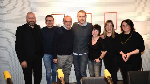El director de Catalunya Ràdio, Saül Gordillo, assisteix al programa especial de Catalunya migdia amb Òscar Fernárndez i Empar Moliner amb oients al restaurant L'Espurna, tertulians lleidatans i entrevista a l'alcalde de la ciutat, Miquel Pueyo. Lleida. 16 de gener de 2020